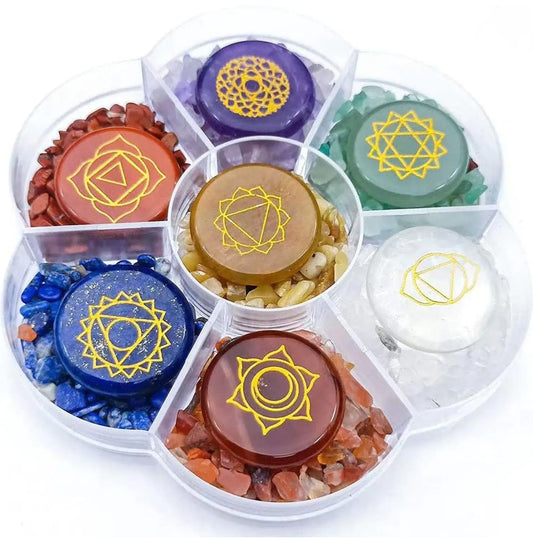 JINEN 7 Chakra Crystal Stone Kit for Reiki Healing, Meditation & Decor